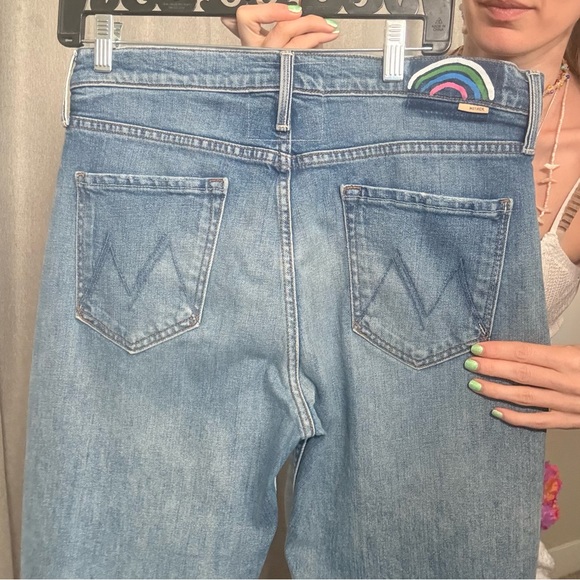 MOTHER Blue Straight-Leg Jeans with Rainbow Patch - Picture 5 of 5